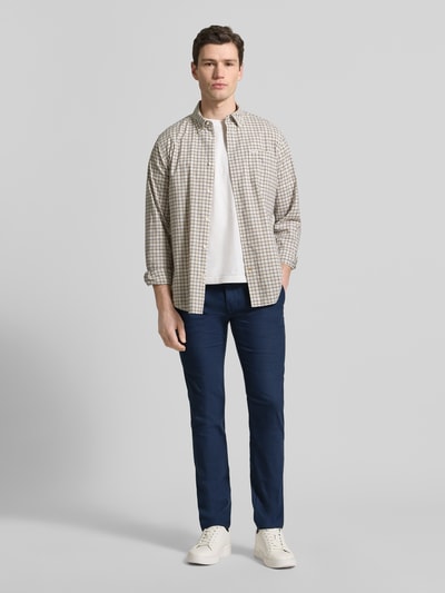 BOSS Orange Chinosy o kroju slim fit z mieszanki bawełny, lnu i wiskozy z dodatkiem wiskozy Granatowy 1