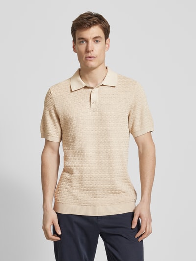 MCNEAL Regular Fit Poloshirt mit Strukturmuster Beige 4