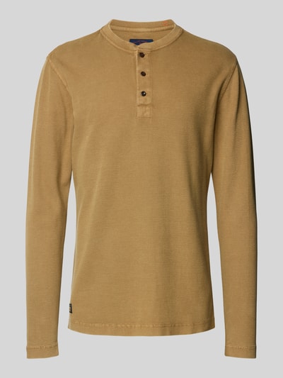 Superdry Longsleeve mit Serafino-Ausschnitt Camel 2