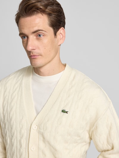 Lacoste Relaxed fit gebreid jack van wolmix Offwhite - 3