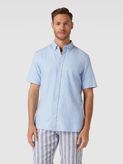 Casual Friday Freizeithemd aus reiner Baumwolle mit Button-Down-Kragen Hellblau 4