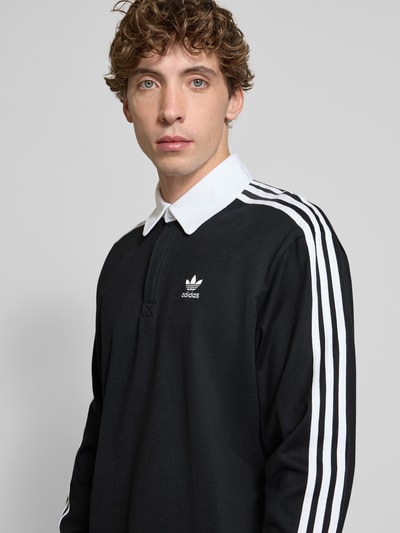 adidas Originals Poloshirt met labelstitching, model 'Rugby Polo' Zwart - 3