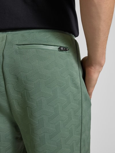 BOSS Green Regular fit sweatpants met jacquardlook, model 'MIRROR LONG' Lindegroen - 3