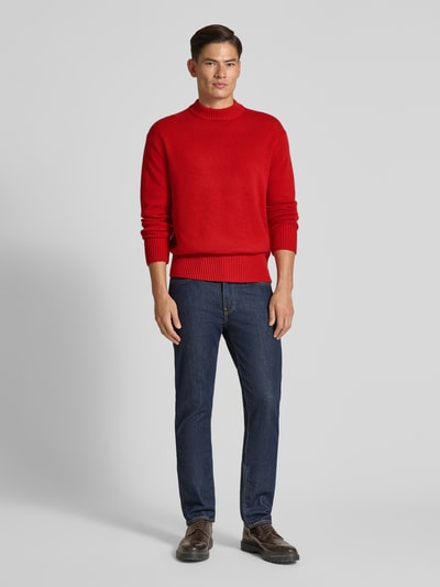 SELECTED HOMME Relaxed fit gebreide pullover van een mix van wol en kasjmier, model 'Calle' Rood - 1