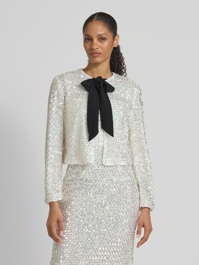 Marc Cain Żakiet o kroju regular fit z cekinami i kokardą Złamany biały 4