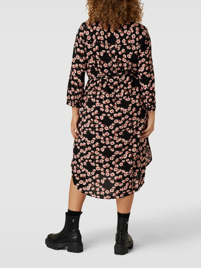 ONLY CARMAKOMA PLUS SIZE blousejurk met bloemenmotief Zwart - 5