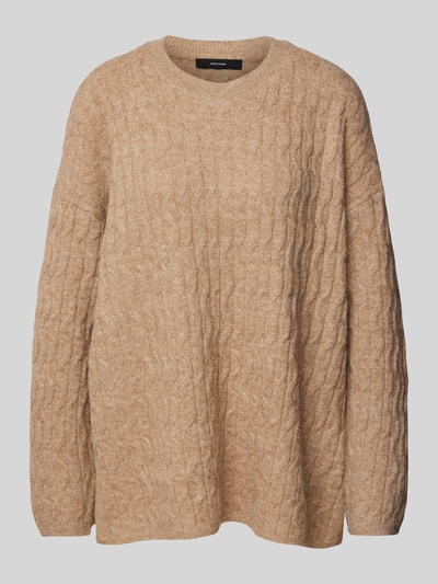 Vero Moda Comfort Fit Strickpullover mit Struktur-Strick Modell 'ELYA' Taupe 1