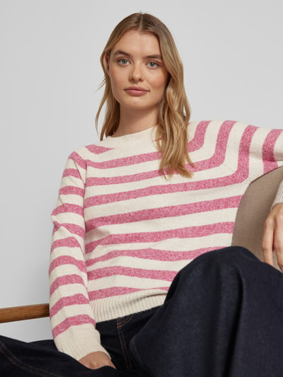 Vero Moda Weicher Langarm Pullover mit Rundhalsausschnitt Modell 'DOFFY' Pink Melange 3