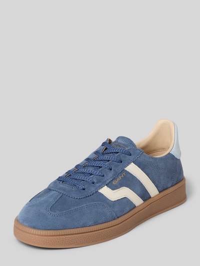 Produktfoto, Sneaker aus echtem Leder Modell 'Cuzima' von Gant in blauw met geprofileerde zool, logo-design, afgeronde pasvorm, dames sneaker, hakhoogte 3 cm, schachthoogte 8 cm, schachtbreedte 7 cm