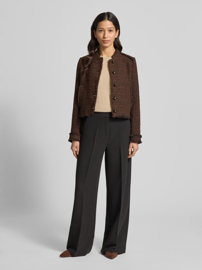 MANGO Regular Fit Kurzblazer mit Woll-Anteil Mittelbraun 1