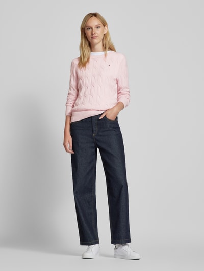 Tommy Hilfiger Gebreide pullover met ribboorden Roze - 1