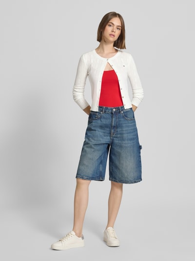 Tommy Jeans Slim fit cardigan van pointelle Offwhite - 1