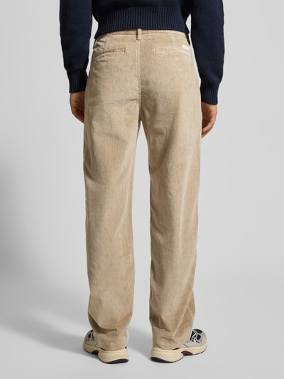 Calvin Klein Jeans Spodnie sztruksowe o kroju straight fit z wpuszczanymi kieszeniami Beżowy 5