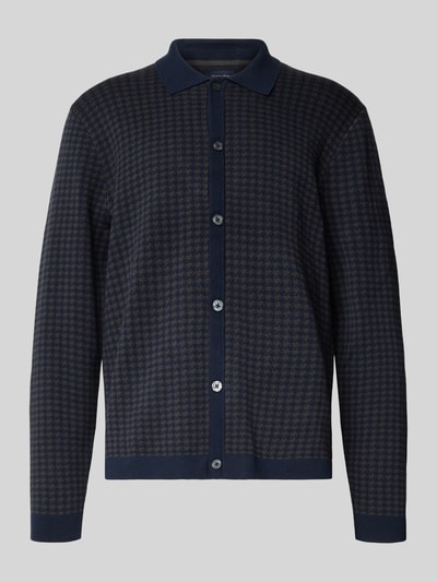 Christian Berg Men Regular fit gebreid jack met platte kraag Marineblauw - 2