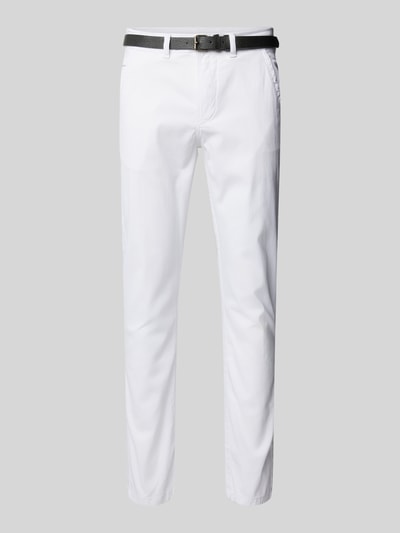 Lindbergh Classic Stretch Fit Chino mit Gürtel Weiss 2