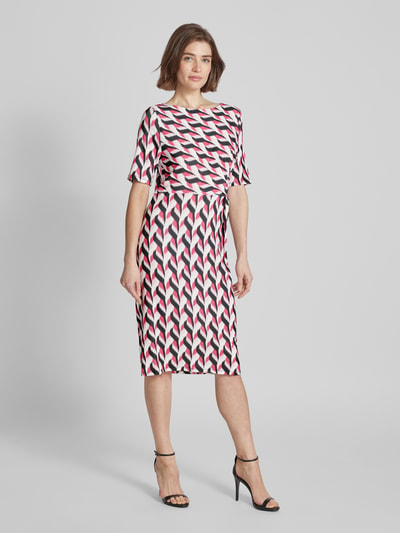 s.Oliver BLACK LABEL Knielanges Wickelkleid mit Allover-Muster Pink 4
