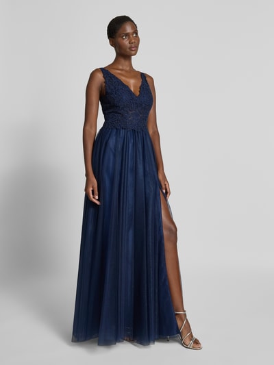 Mascara Abendkleid mit V-Ausschnitt Dunkelblau 1