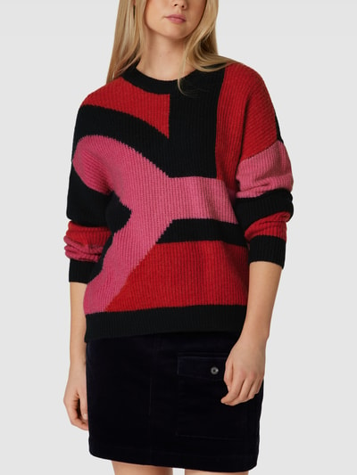 Nümph Gebreide pullover in colour-blocking-design, model 'NUNINA' Rood - 4