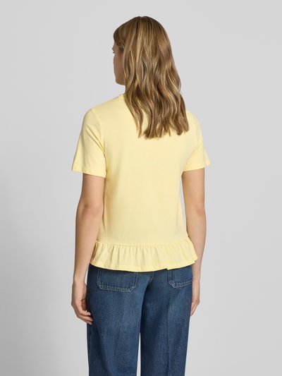 PIECES T-shirt o kroju regular fit z czystej bawełny model 'DISSO' Jasnożółty 5
