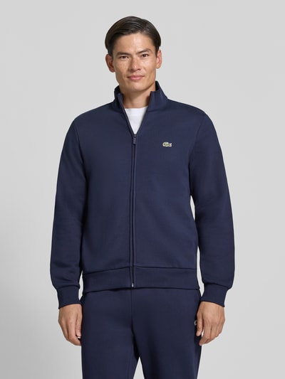 Mannenmodel draagt Regular Fit sweatjack van katoenmix van Lacoste, Heren sweatjack van Lacoste, donkerblauw, effen, Ganzkörperansicht von vorne