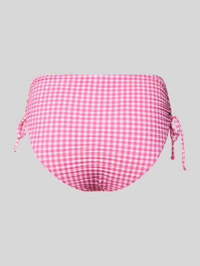 Produktfoto, High Waist Bikini-Slip mit seitlichen Raffungen von Jake*s Casual im rosa-weißen Vichy-Karo, Material-Mix mit Stretch-Anteil