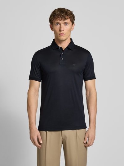 Emporio Armani Regular Fit Poloshirt mit Label-Print Marine 4