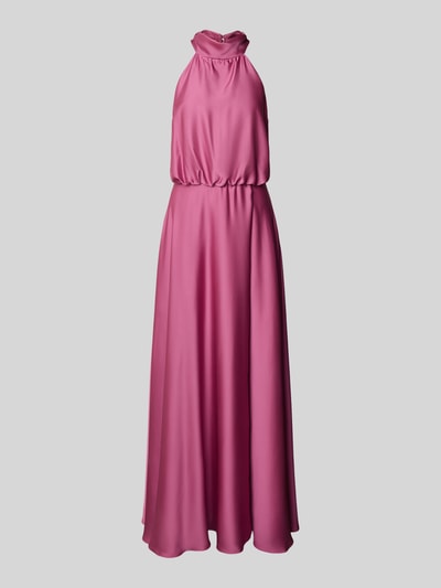 Swing Abendkleid in Wickel-Optik mit Stehkragen Pink 2