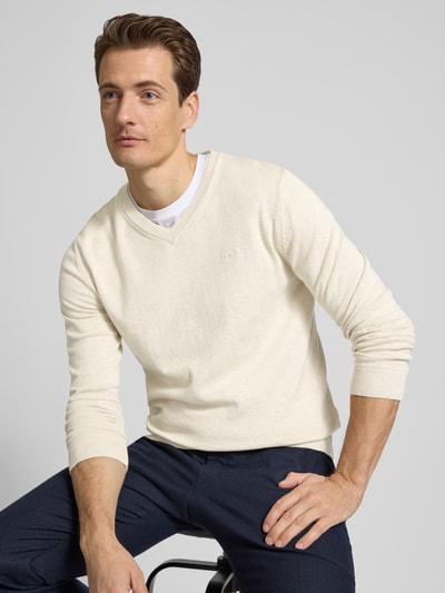 Tom Tailor Regular Fit Strickpullover aus reiner Baumwolle Beige 3