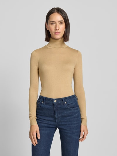 Lauren Ralph Lauren Regular fit coltrui met zijde, model 'ZOE' Camel - 4