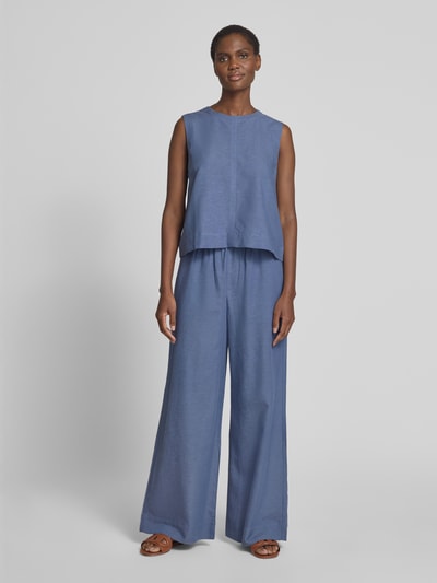 mbyM Wide Leg Stoffhose aus Viskose-Baumwoll-Leinen-Mix Modell 'Asaka' Rauchblau 1