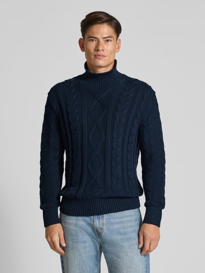 SELECTED HOMME Regular Fit Rollkragenpullover aus reiner Baumwolle Modell 'UFFE' Dunkelblau 4