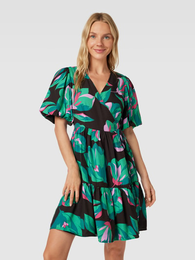 YAS Knielange jurk met all-over print, model 'SAGGA' Zwart - 4