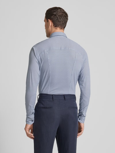 Desoto Slim fit zakelijk overhemd met all-over motief Bleu - 5