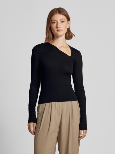 LeGer by Lena Gercke Shirt met lange mouwen en asymmetrische V-hals, model 'Helen' Zwart - 4