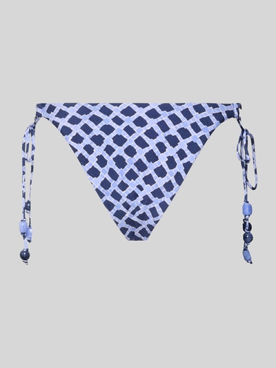 Produktfoto, Bikini-Slip mit seitlicher Schnürung Modell 'MARSEILLE' von Seafolly im blauen Allover-Look, Material-Mix mit Stretch-Anteil.