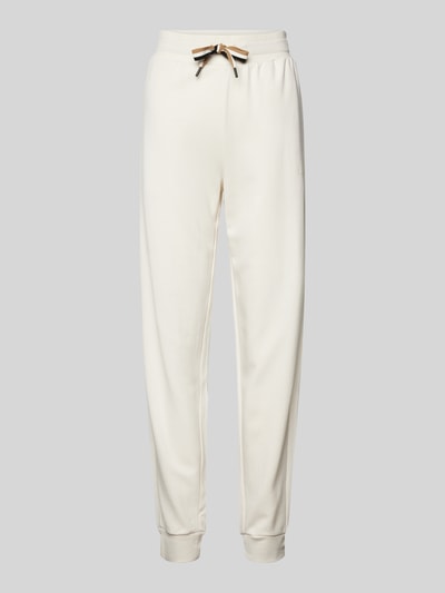 BOSS Relaxed Fit Sweatpants mit Tunnelzug Modell 'STRIPE' Offwhite 1