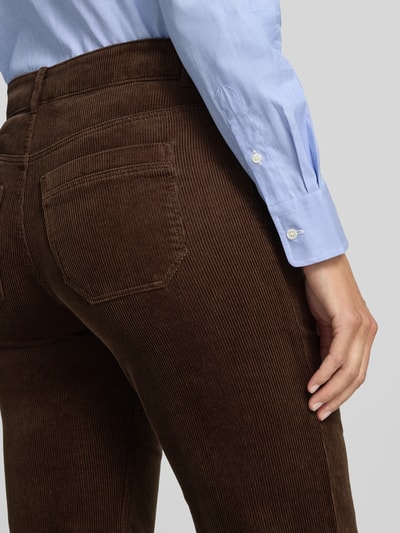 Christian Berg Woman Corduroy broek met opgestikte sierstrookzakken Middenbruin - 3