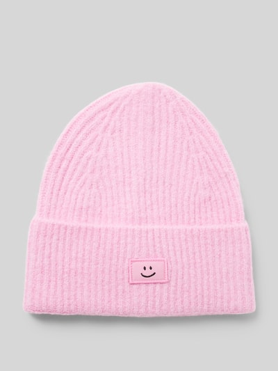 Jake*s Casual Beanie mit Motiv-Patch und Woll-Anteil Rose 1