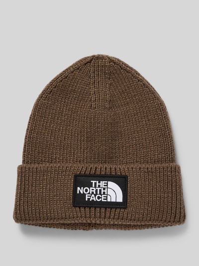 The North Face Beanie in gebreide look met logopatch, model 'Box' Middenbruin - 1