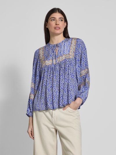 LOLLYS LAUNDRY Relaxed Fit Bluse aus Viskose mit Schnürung Modell 'Teel' Royal 4