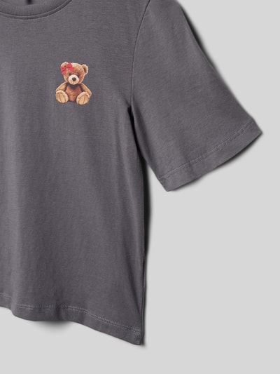 Only T-shirt o kroju regular fit z czystej bawełny model ‘REX’ Grafitowy 2