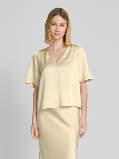 Neo Noir Blusenshirt mit V-Ausschnitt Modell 'Largo' Pastellgelb 4