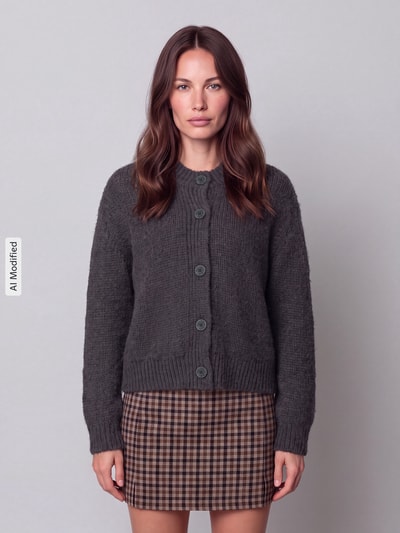 Marc O'Polo DENIM Regular Fit Strickjacke aus Schurwoll-Mix mit Alpaka-Anteil Anthrazit 4