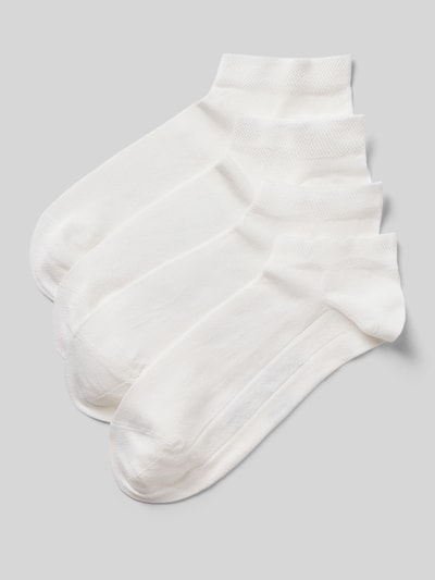 Produktfoto, Slim Fit Socken aus Viskose-Mix im 4er-Pack von Christian Berg Men, weiße Socken mit feiner Struktur, Knöchellänge, Herren
