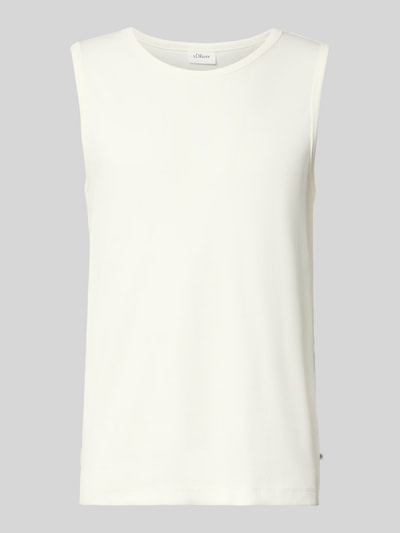 Produktfoto, Slim Fit Tank Top aus Baumwoll-Mix von s.Oliver RED LABEL, Optik: Unifarben, Passform: Slim-Fit, Rundhals, breite Träger, Materialverarbeitung: Feinripp, weiße Farbe, glatte Textur