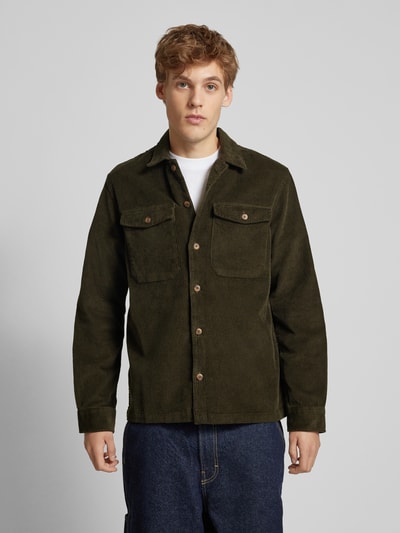 Jack & Jones Regular Fit Cordhemd mit Brustpattentaschen Modell 'EDDIE' Oliv 4