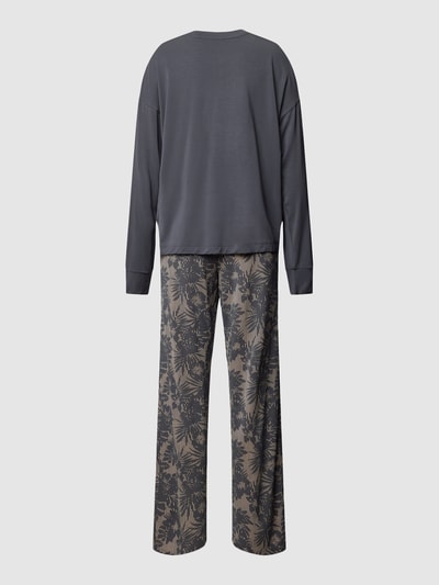 Schiesser Pyjama mit floralem Muster Modell 'Selcted Premium' Graphit 3