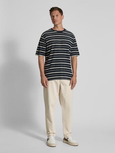 Lindbergh Oversized T-shirt met ronde hals Donkerblauw - 1