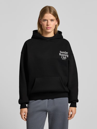 ANOTHER COTTON LAB Hoodie aus Escorial Woll-Mix mit Statement-Print Black 4