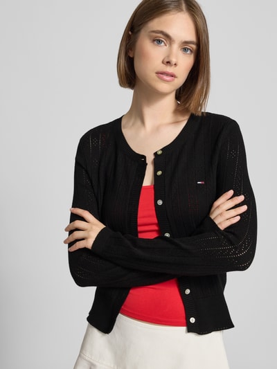Tommy Jeans Slim fit cardigan van pointelle Zwart - 3